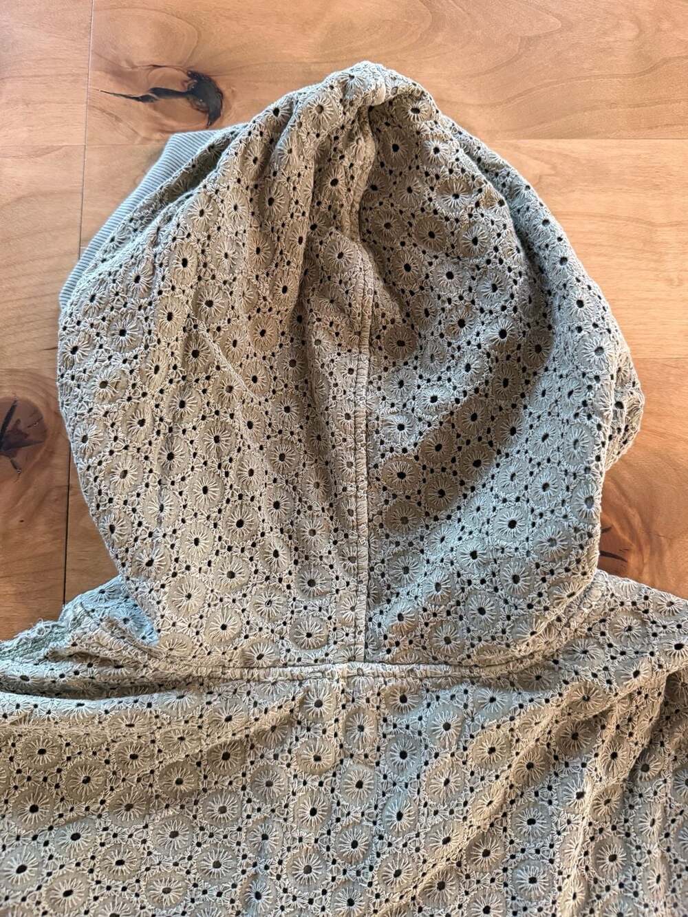 Jane and Delancey Olive Green Eyelet Lace V-Neck Hoodie Size L - Picture 9 of 10